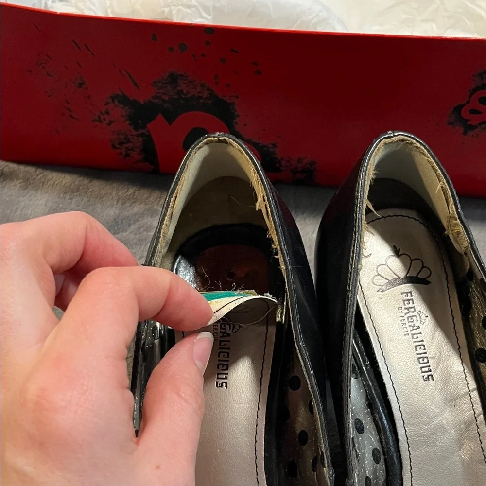 Fergalicious Black Polka-Dot Cutout Round-Toe Pumps - Picture 6 of 9